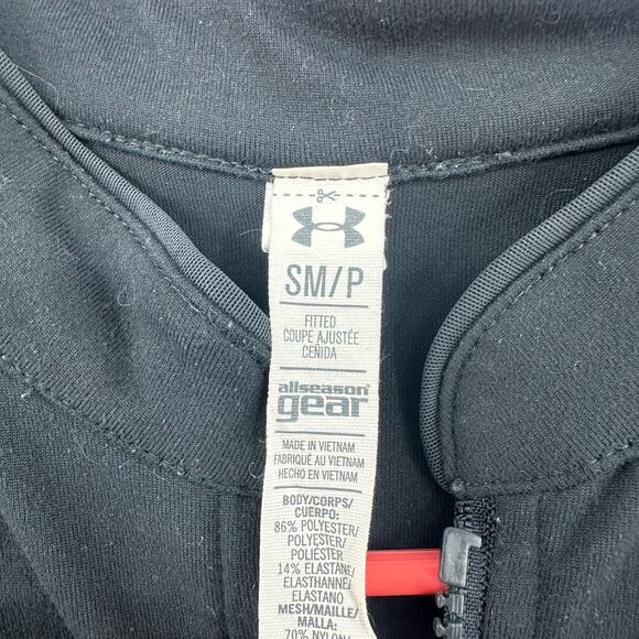 Under Armour Size Small Petite Jacket Black Fitted Semi Sheer Vented Zip Up - Picture 4 of 4